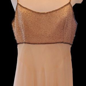 Basix Champagne Beaded Cocktail Dress w/Wrap, Size 6